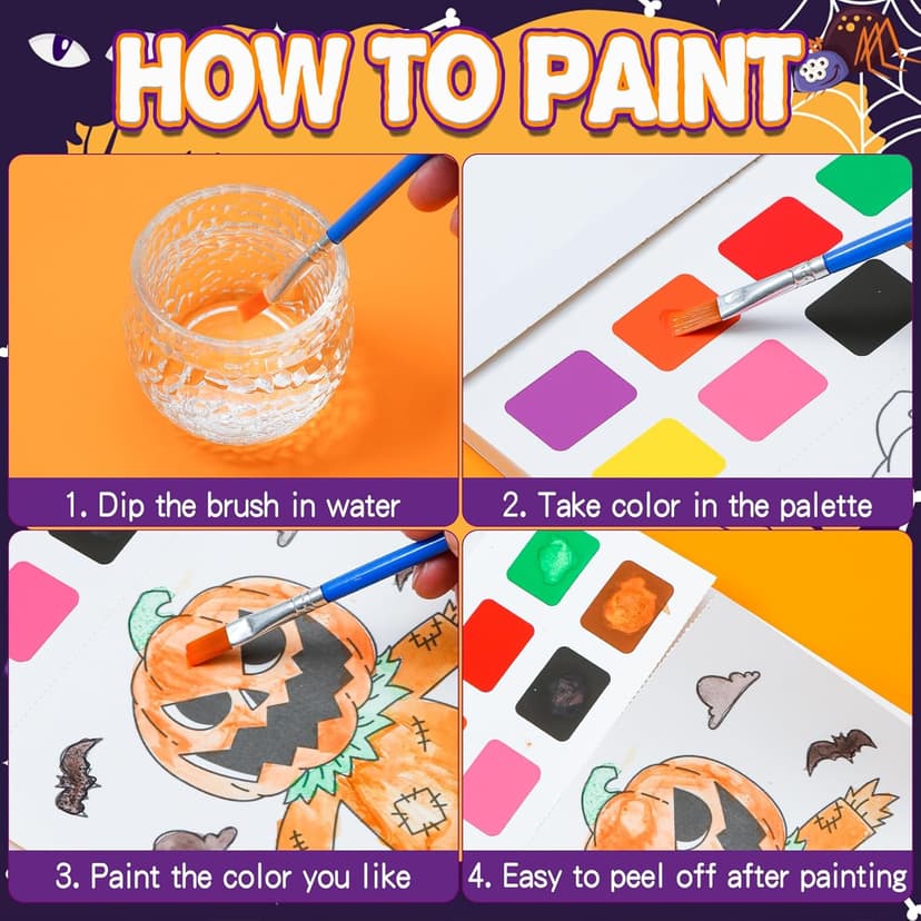 Yeolepor Halloween Crafts for Kids - Paint with Water Books and Stickers for Toddlers Mess Free Watercolor Painting Set Drawing Activities Treats Toy Halloween Gifts for Boy Girl Ages 4 5 6 7 8