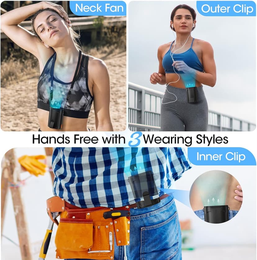 Heelkl 2026 AI Portable Fan Rechargeable, 4-Speed Strong Airflow, Personal Waist Fan with up to 25H of Working Time, Hands-Free Hanging Neck Fan, Wearable Belt Fan for Camping, Outdoor, Jobsite B0CZ3QR58B