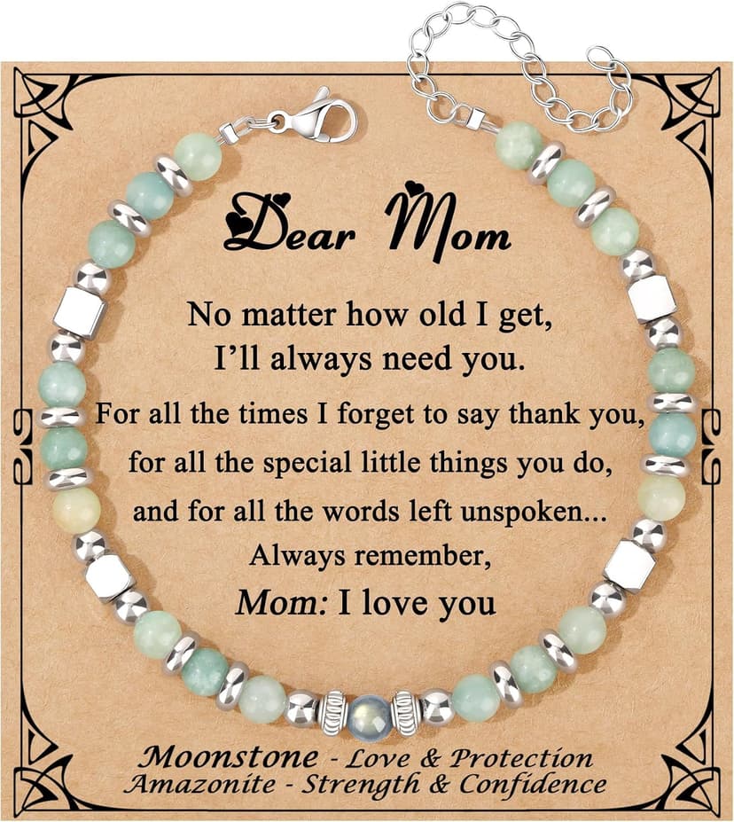 Christmas Birthday Valentines Mothers Day Graduation Gifts Natural Stone Stainless Steel Beads Bracelets Gifts for Women Moonstone Bracelet, Amazonite Imperial Jasper Bracelets B0D5B42N13