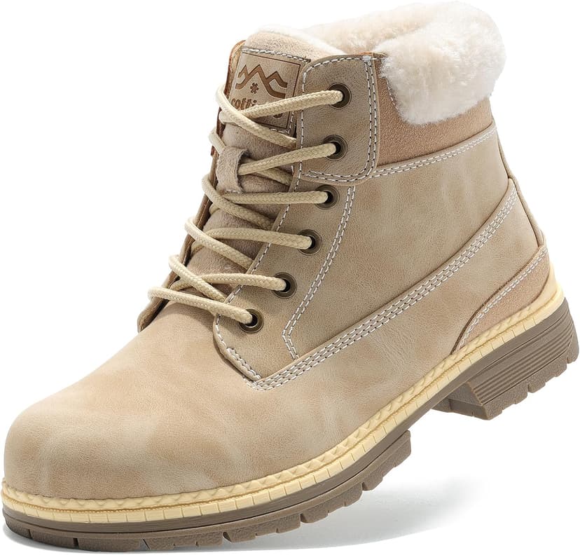 COTTIMO Womens Hiking Snow Winter Boots- Ladies Casual Outdoor Lightweight Ankle Boots Work Backpacking Lace up Fur Lined Walking Trekking Shoes