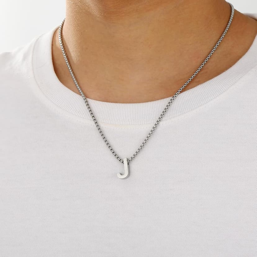 Initial A-Z Letter Necklace Gifts for Boys Men, Stainless Steel Letter Pendant Christmas Stocking Stuffers Birthday Jewelry Gifts Ideas for Teens Teenage Kids Him