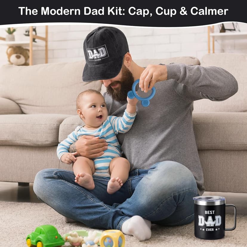 New Dad Gifts Box, 9 Pcs First Time Dad Gifts, Dad to Be Gifts for 1st Time with Tumbler Hat Onesie Socks Keychain for Baby Shower,Unique Kit for Soon to Be or Expecting Father