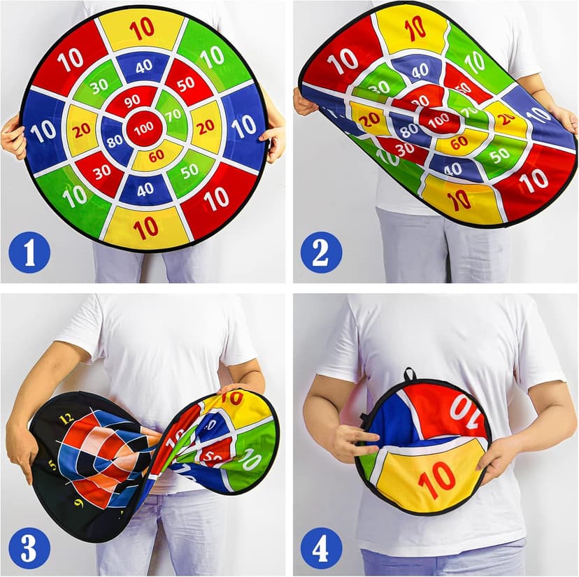 Dart Board Games for Kids Ages 3-12, Sticky Dart Board with 12 Balls & 12 Darts, Indoor Outdoor Toys for Boys, Party Birthday Gifts