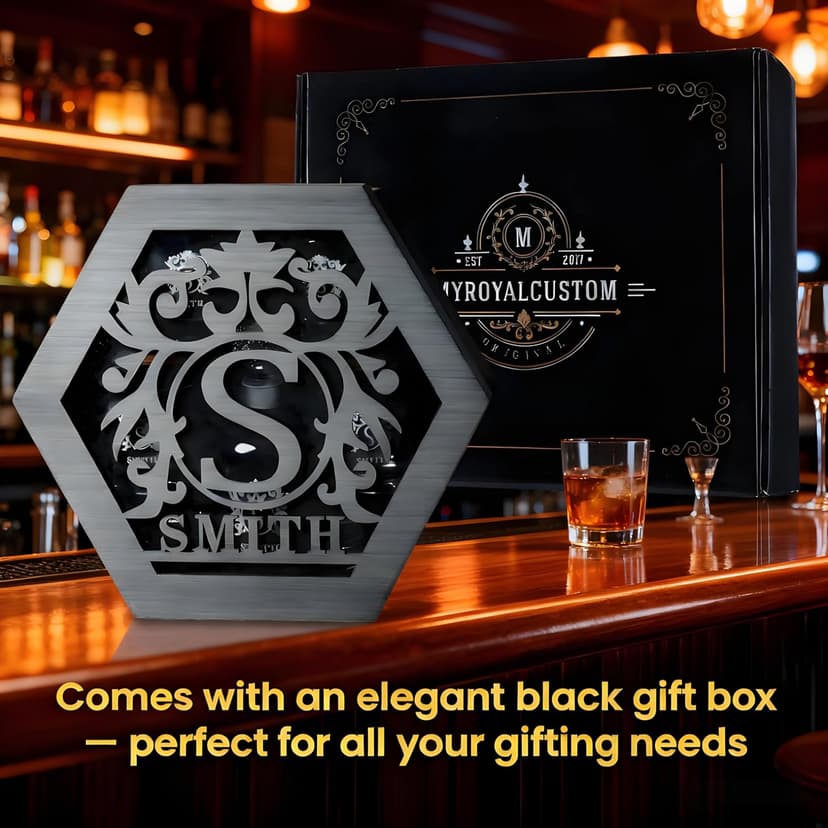 Personalized Whiskey Decanter Set for Men Home Bar Custom Liquor Decanters Wooden Box Whiskey Glasses Set Gifts for Husband Dad Men Cave Christmas Birthday Anniversary Valentine‘s Day