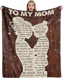 Gifts for Mom from Daughter, Mothers Day Birthday Gifts for Mom, Great Mother Gifts, Blanket Presents for Mother's Day, Christmas, Soft Cozy Flannel Custom Throw Blanket 60x50 Inches