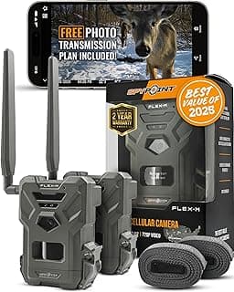 SPYPOINT Flex-M Twin Pack Cellular Trail Cameras - Best Hunting Accessories, No WiFi Needed, GPS, Night Vision, Dual-Sim LTE, IP65 Water-Resistant Game Camera, 28MP Photos, 720p Videos + Sound (2)