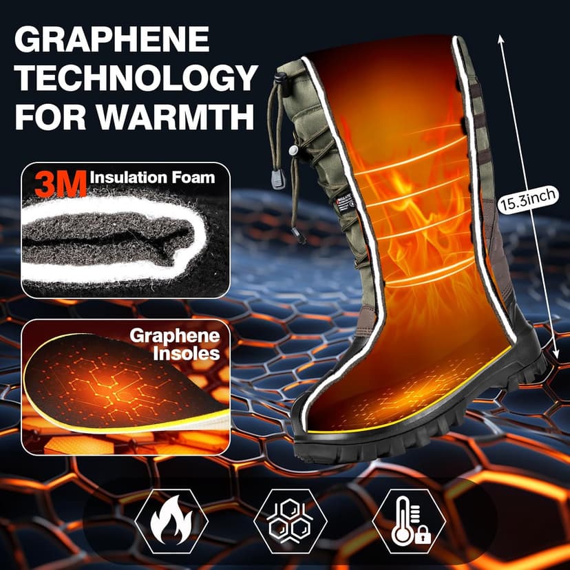 FREE SOLDIER Snow Boots for Men Waterproof Anti-slip 3M Lining Lightweight Tall Outdoor Warm Winter Work Boots