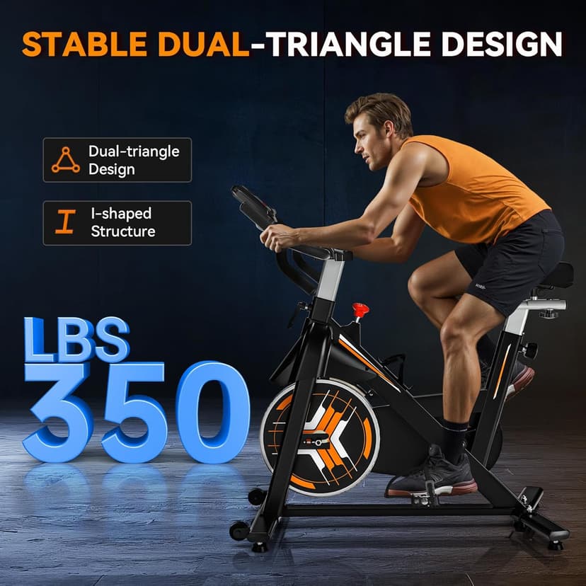 Exercise Bike, Wenoker Stationary Bike for Home, App Supported Indoor Bike with Silent Belt Drive, Heavy Flywheel, Multi-grips Handlebar and Upgraded Digital Display