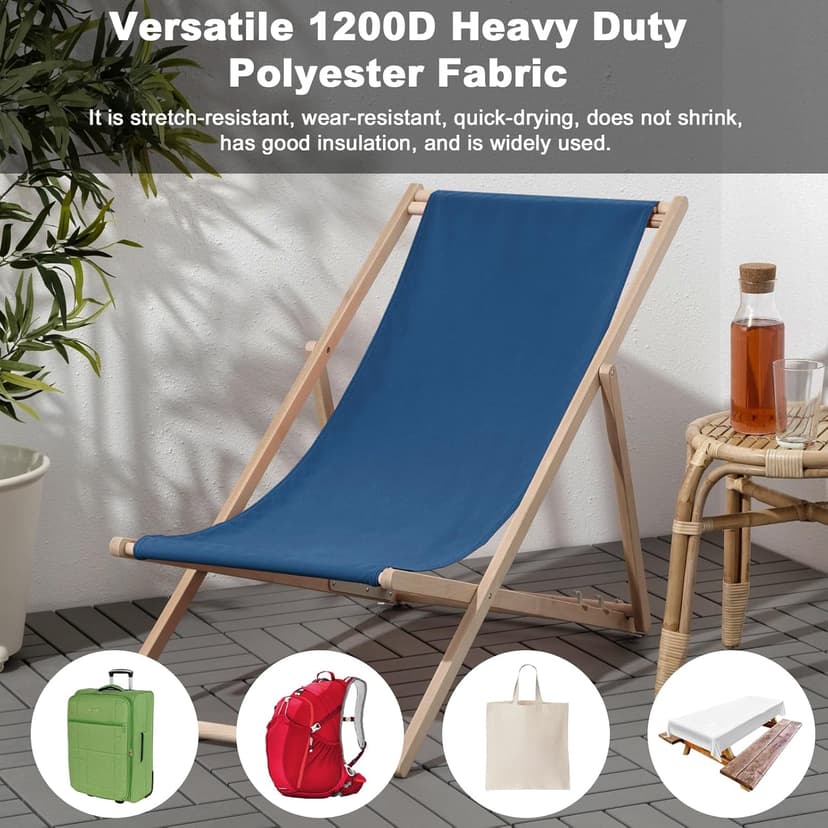 Thickened Waterproof Canvas Fabric by The Yard, 1200D 58" W Outdoor Upholstery Material Heavy Duty Fabric Water Resistant Sewing Material for Chair Patio Cushion Purse Bag, 1 Yard Ocean Blue
