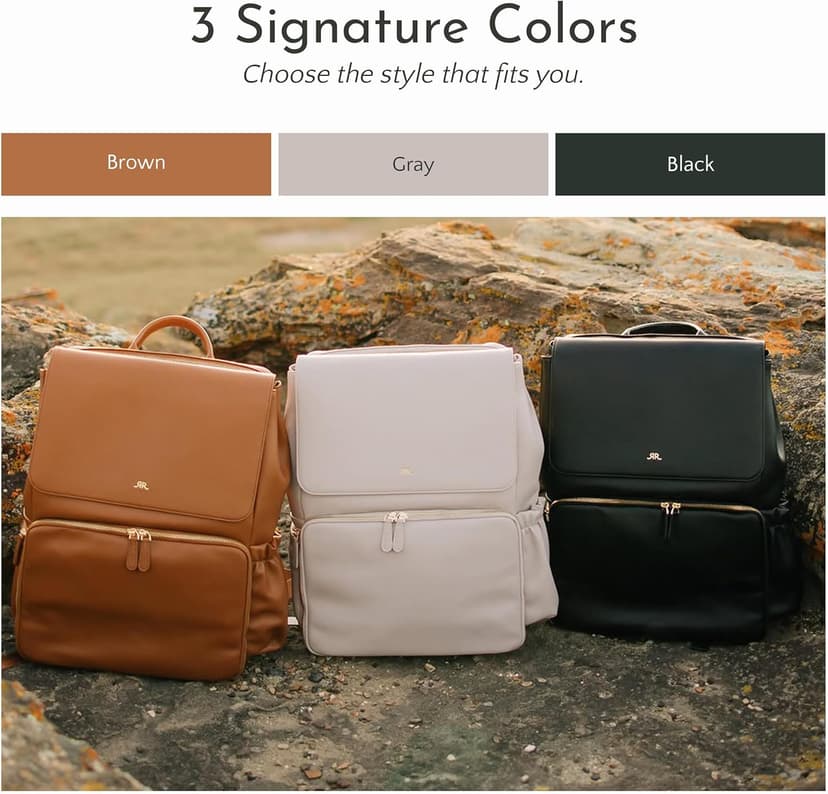 Ruby Camera Backpack – Sleek, Durable Vegan Leather Bag with Gear Dividers, Laptop Compartment, and Side Access for Cameras & Gear, Brown