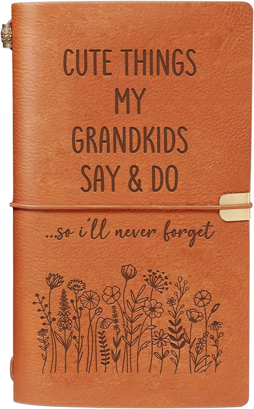 Birthday Gifts for Grandma, New Grandparent, Nana or Mimi, Leather Memory Journal Notebook Grandma Gifts, Cute Things My Grandkids Say & Do Journal Notebook B0GHRMHSN3