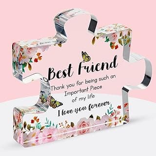 VELENTI Gift for Best Friend for Women - Engraved Acrylic Puzzle Piece - Bestie Present with Cute Quote - Friendship Gifts for Birthday, Christmas, Thanksgiving - Adorable Decoration Piece for Home