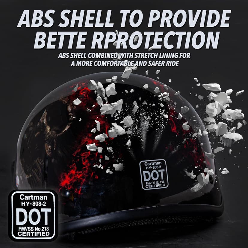 Cartman Cruiser Scooter Motorcycle Half Face Helmet, Red Skull USA Graphics, DOT Approved for Bike Scooter ATV UTV Chopper Medium