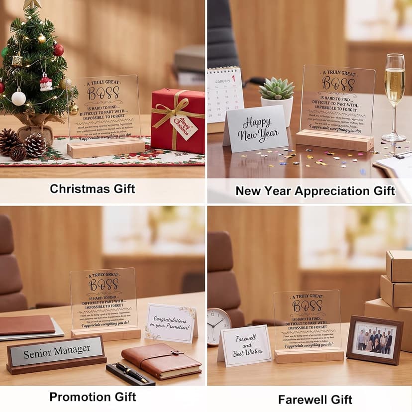 Gifts for Boss Female, Acrylic Plaque Decor Birthday Thank You Gifts for Women Men Office Decor Boss Gifts for Women, 5.5 x 5.9" Acrylic Plaque Gift for Boss Women Man B0H8B3XHLP