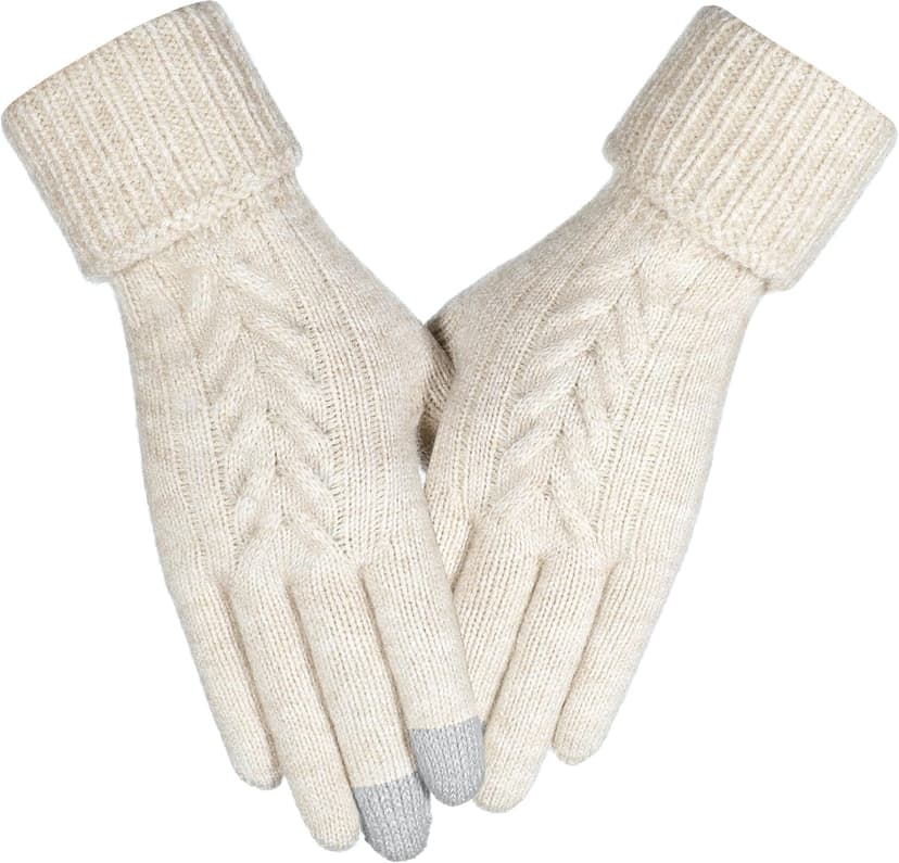 Achiou Women Winter Gloves, Touch Screen Texting Gloves, Elastic Soft Warm Knit Lined, One Size