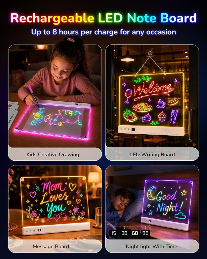 Aullsaty 16.5-Inch LED Drawing Board for Kids, Rechargeable Light Up Dry Erase Board with 16 Light Effects, 7 Markers and Tracing Kit, Birthday or Christmas Gift for Boys and Girls Ages 3-12 B0H7HFPLFM