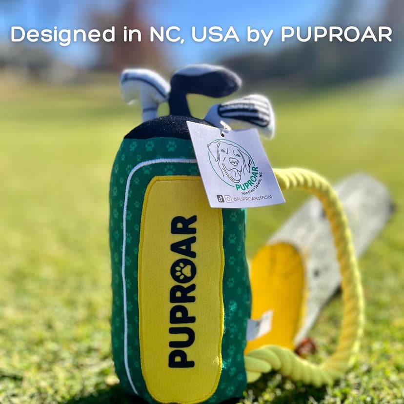 PUPROAR Golf Dog Toy, Dog Birthday Gift, Funny Squeaky Plush Rope Golf Bag Toy for Small, Medium & Large Breeds B0D9PDDT2D
