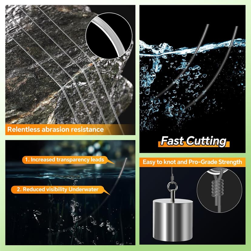 Pro Monofilament Fishing Line with Knot Instruction Cards for Multi Purpose Cost Effective, Strong Yet Thin Nylon String for Big Fishes, Tangle-Free & UV Resistant, 15/20/30/50/80LB