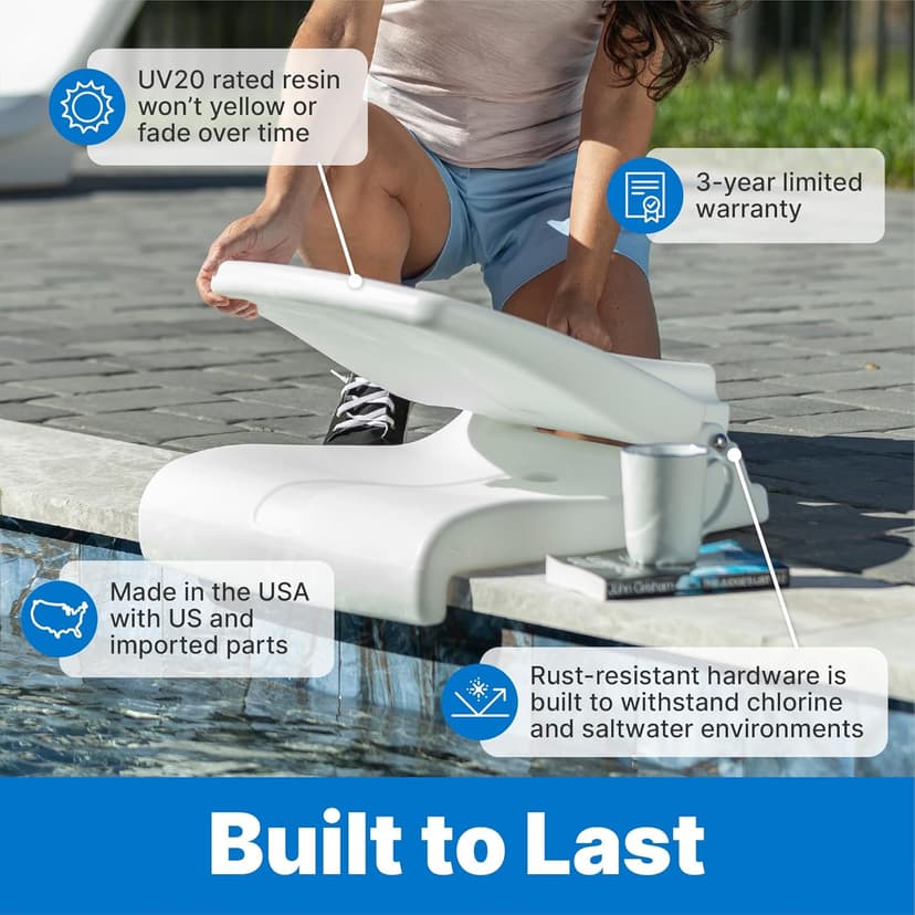 Step2 Foldable Adult Flip Seat, Portable Outdoor Chair for Poolside, Tailgating, Camping, Picnic Chair, Provides Back Support When Sitting on Ground, White