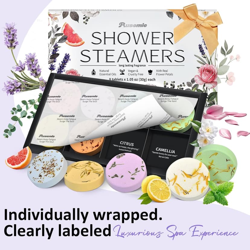 Shower Steamers Aromatherapy Birthday Gifts for Women - 8 Pack Christmas Stocking Stuffers 2025 for Adults Teens Women Mom Her Wife, Home Spa Shower Bombs for Self Care Relaxation with Essential Oils