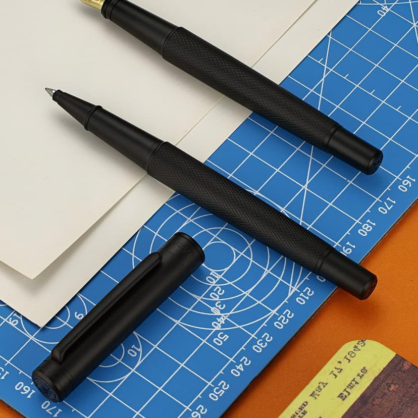 Matte Black Forest Rollerball Pen, Luxury Pen with Schmidt Black Ink Refill, Fancy Pen Gift Set for Men & Women, Business Signature, Executive, Office, Nice Fancy Designer Pens