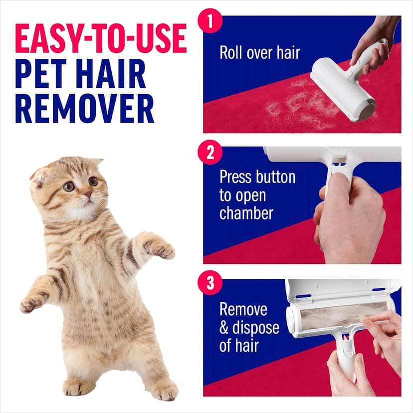 ChomChom Roller Pet Hair Remover – Original Size Reusable Lint Roller for Cat & Dog Hair on Furniture, Couch, Carpet, Car, Rugs & Bedding – Portable, Eco-Friendly (White) B00BAGTNAQ