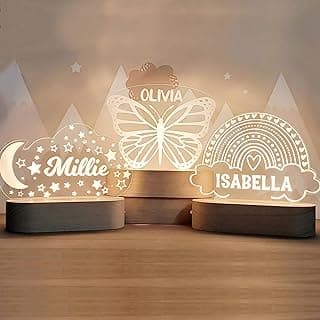 Custom Night Light Cute Personalized Baby Gifts Cloud Butterfly Rainbow Moon & Stars Customized Name Gifts Perfect Personalized Baby Girl Gifts and Customized Baby Gifts