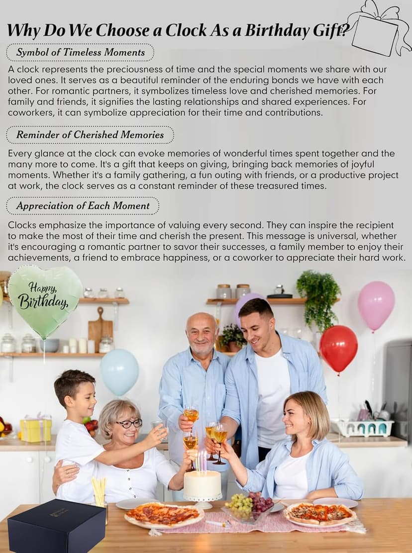 DEEWISH 60th Birthday Gift Quartz Desk Clock – Elegant Home Blessing Decoration for Parents, Grandparents, Friends, Mom, Dad, Happy 60 Years Birthday Decoration for Women Men