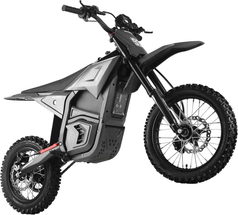 EM5 Electric Dirt Bike w/Light & Display, Off-Road Motorcycle 3400W 3 Speed Modes (Max 40MPH) 48V Range 53MI,14"/12" Tires,Dual Suspension & Hydraulic Brakes Fit Age 13+