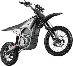 EM5 Electric Dirt Bike w/Light & Display, Off-Road Motorcycle 3400W 3 Speed Modes (Max 40MPH) 48V Range 53MI,14"/12" Tires,Dual Suspension & Hydraulic Brakes Fit Age 13+