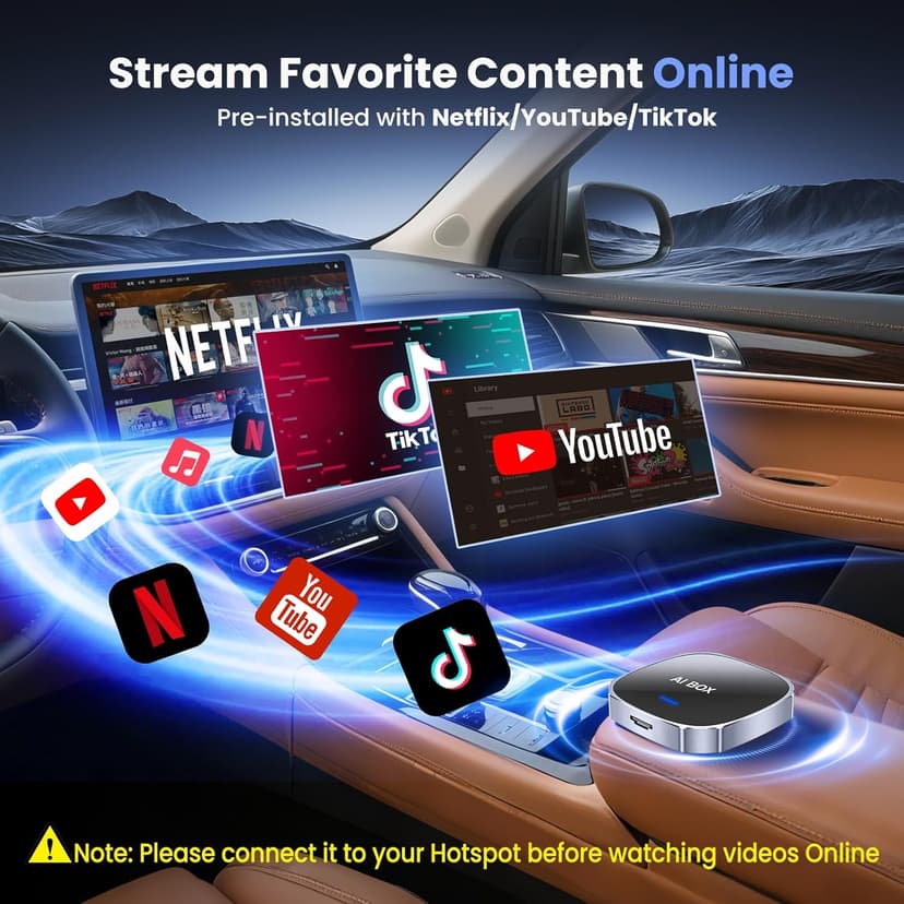 2-in-1 Wireless Apple CarPlay&Android Auto Adapter 2026, Magic AI Box Streaming Dongle Support Netflix/YouTube, Plug&Play, Car Play Wireless Adapter, Only Fit for Cars with Wired CarPlay/Android Auto