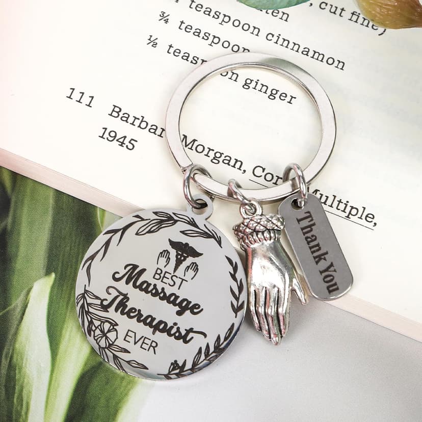 Thrist Christmas Massage Therapist Gifts Keychain Best Massage Therapist Ever Healing Key Chain Gifts for Nurses Nursing Gift Work Accessories Essentials