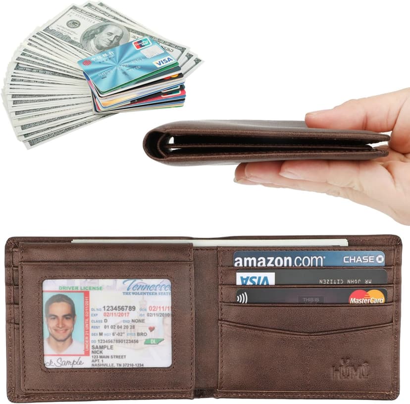 HIMI Wallet for Men-Genuine Leather RFID Blocking Bifold Stylish Wallet With 2 ID Window