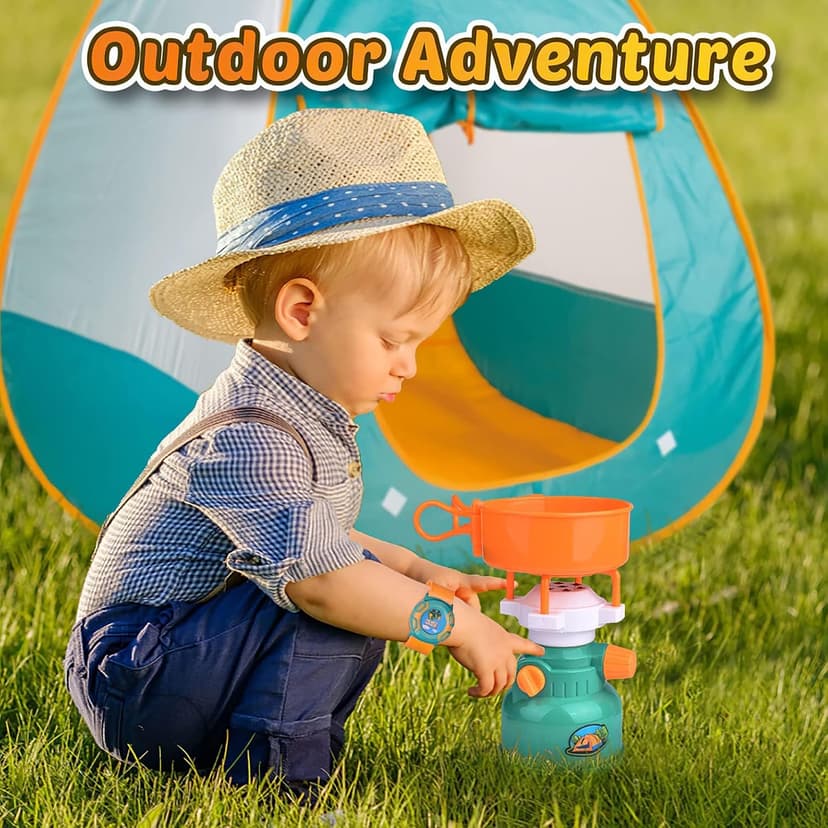 FUN LITTLE TOYS Pop Up Play Tent with Camping Gear and Tools Set, Outdoor Toys for Kids B07KKB4LFM