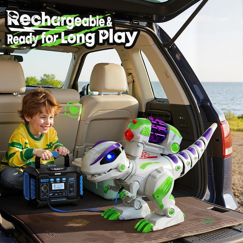 Programmable, Walking, Roaring, LED Eyes and Shooting, Interactive Gifts for Boys & Girls Age 3 4 5 6 7 8 Ruko 8809 Dinosaur Toys for Kids, Large Rechargeable RC T-Rex, Green B0FLD5QB87