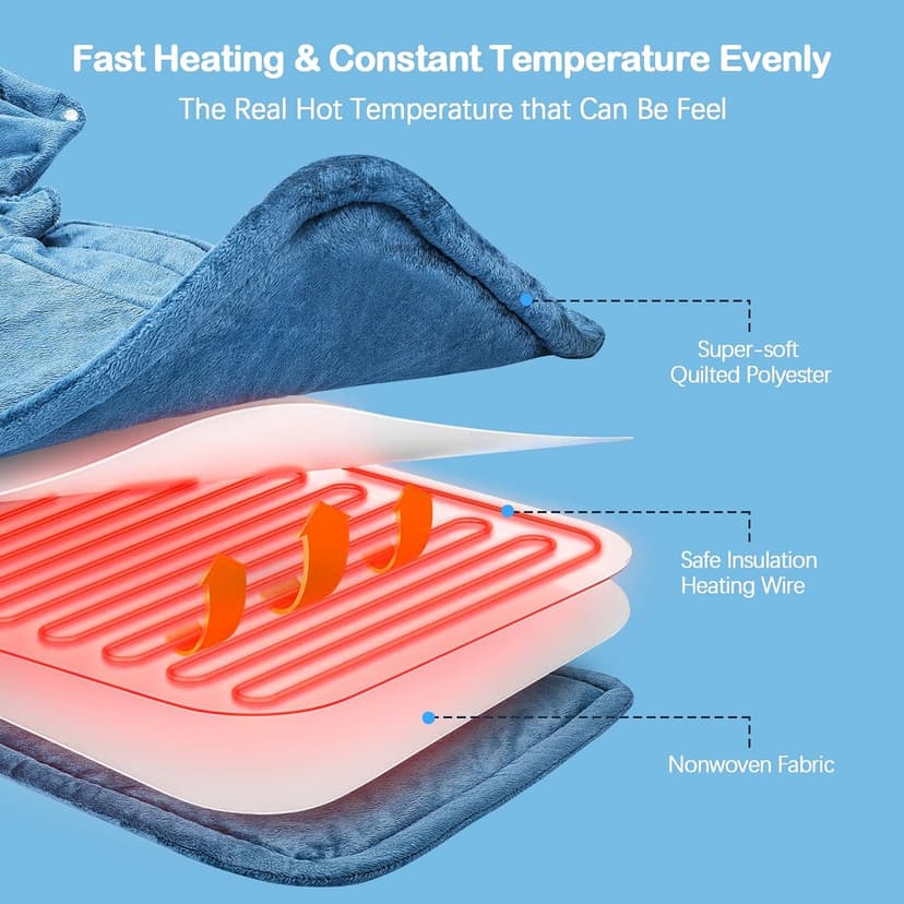 Electric Heat Pad 23"x17" 6 Heat Levels 4 Auto-Off Timers for Home Office Relaxation, Birthday Gifts for Women Men Mom Dad NIUONSIX Heating Pad for Neck Shoulders and Back, 2lb Weighted Heat Wrap B0GS2CMMJF