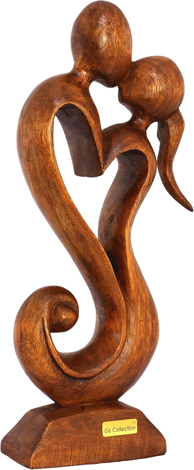G6 COLLECTION 12" Wooden Handmade Abstract Sculpture Statue Handcrafted - Eternal Love - Gift Art Decorative Home Decor Figurine Accent Decoration Artwork Hand Carved
