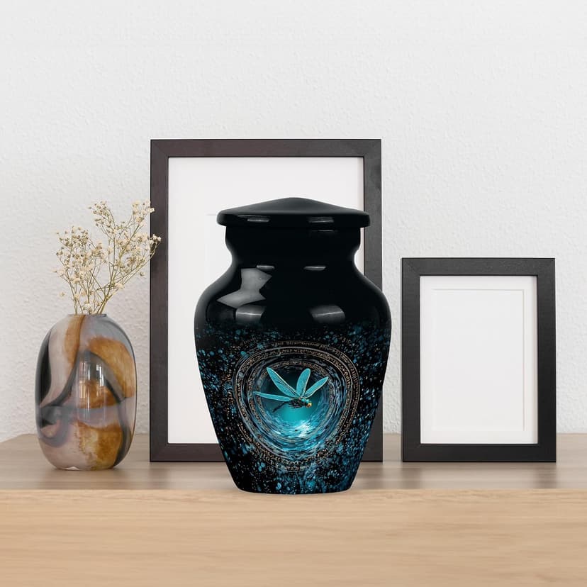 Dragonfly Keepsake Urns for Human Ashes, Black Burial Urn, Mini Handcrafted Cremated Ash Holder, Decorative Funeral Gift for Loss of Loved Ones(3 Inch) B0FS1YWSMY