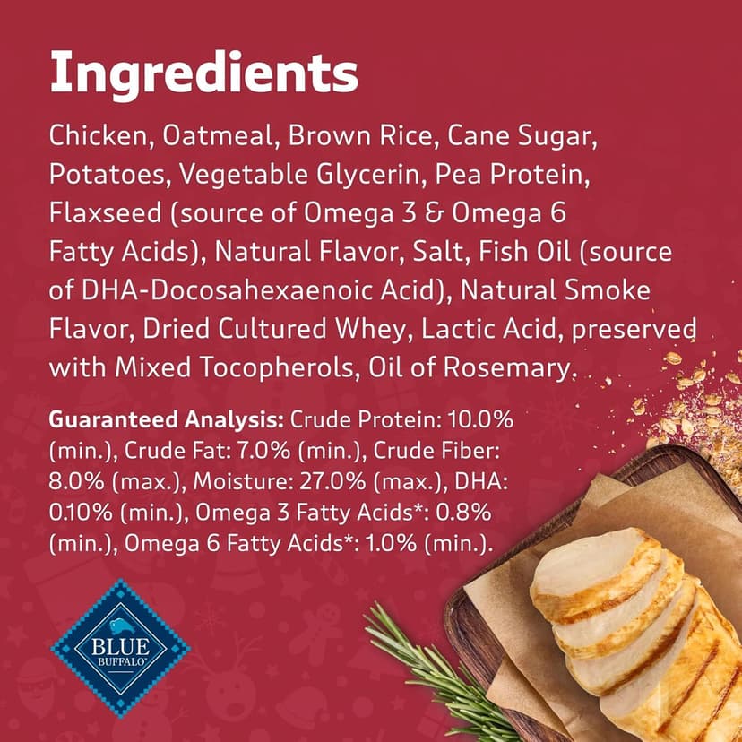 Limited-Time Holiday Treat, Soft-Moist Training Bits, Seasonal Shapes, No Chicken By-Product, Corn, Wheat, or Soy Blue Buffalo Santa Snacks Chicken Dog Treats, 4.5 oz B08C7H7LW7