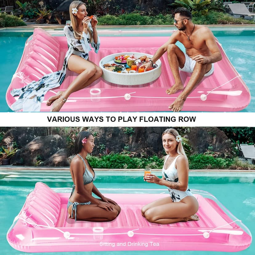 Inflatable Pool Floats Lounger for Adults, Blow Up Tanning Pool Raft Sun Tan Tub with Inflatable Pillow for Family Outdoor, Garden, Backyard Summer Water Party (14+ Year Old)