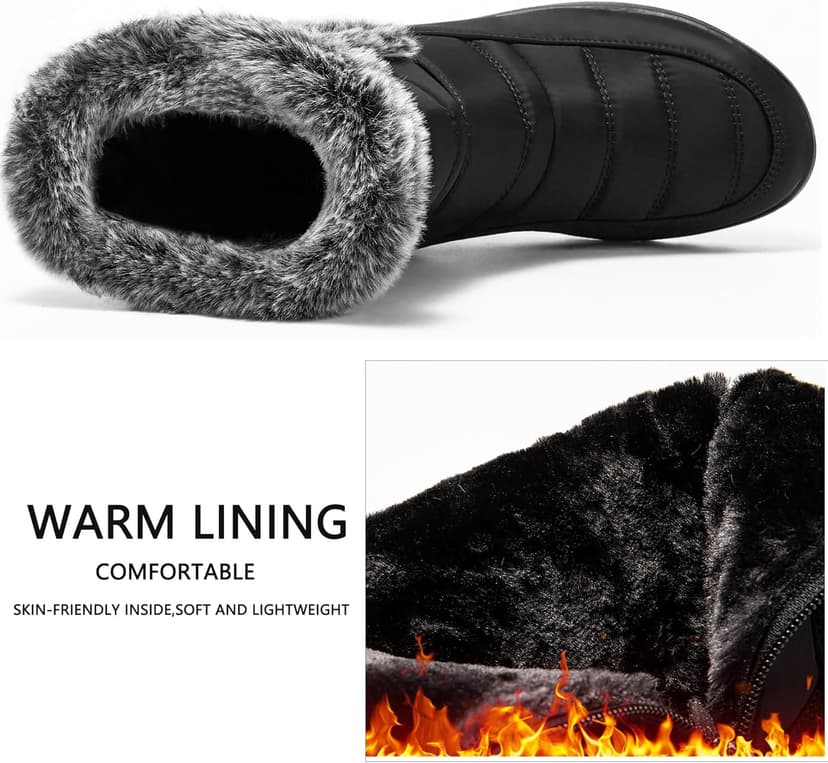 HARENCE Womens Winter Boots Comfort Snow Warm Fur Lined Outdoor Waterproof