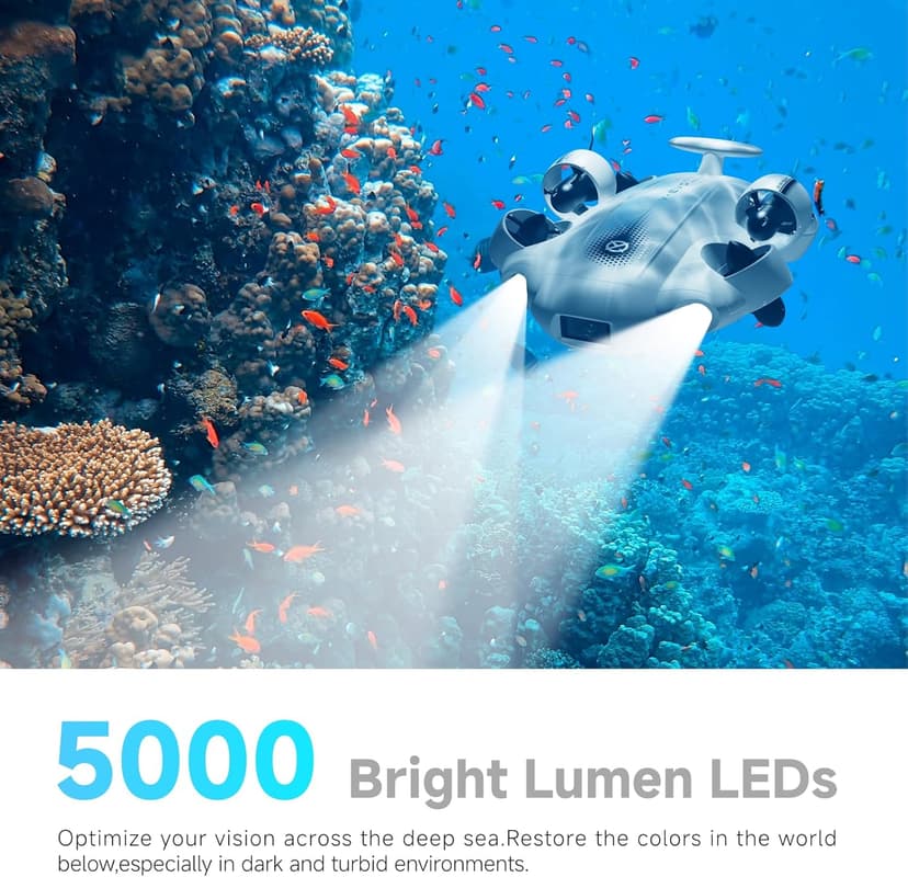 【2025 New】V-EVO 4K60FPS Underwater Drone Kit with Removal SD Card, QYSEA AI Vision Lock 360° Omnidirectional Movement Underwater ROV with Depth Hold, Portable Robot with VR Control, Posture Lock