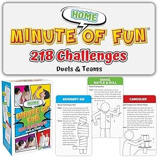 Funwares Home Edition, 218 Minute of Fun Games - Minute to Win It Family Party & Travel for Kids & Adults, 2-12 Players! Play with Everyday Household Items.