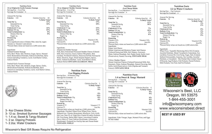 Wisconsin Cheese Company - Holiday Party Gift Box - Smoked Summer Sausages, 100% Wisconsin Cheese, Crackers, Pretzels & Mustard | Perfect for Parties, Charcuterie Boards, and Holiday Gifts