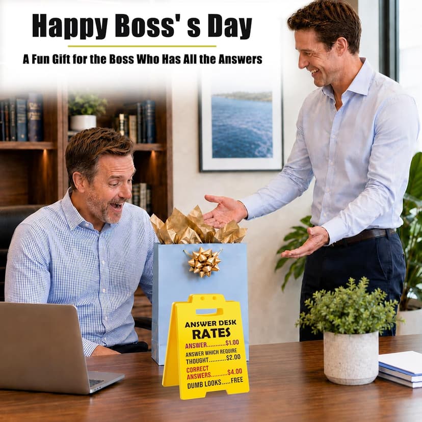 MBL Funny Office Decor Accessories - Answer Desk Rates, Gag Fun Cubicle Decoration Plaque Sign Gifts for Women Men Coworker Teammate Teacher Employee Bosses Appreciation Boss Day White Elephant
