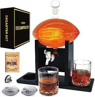 Football Whiskey Decanter Set with Glasses Spout Football Chiller,47oz Whiskey Decanter Sets for Men,Tequila Liquor Decanters for Alcohol Bourbon Gifts for Men Gifts for Dad Boyfriend Him Husband