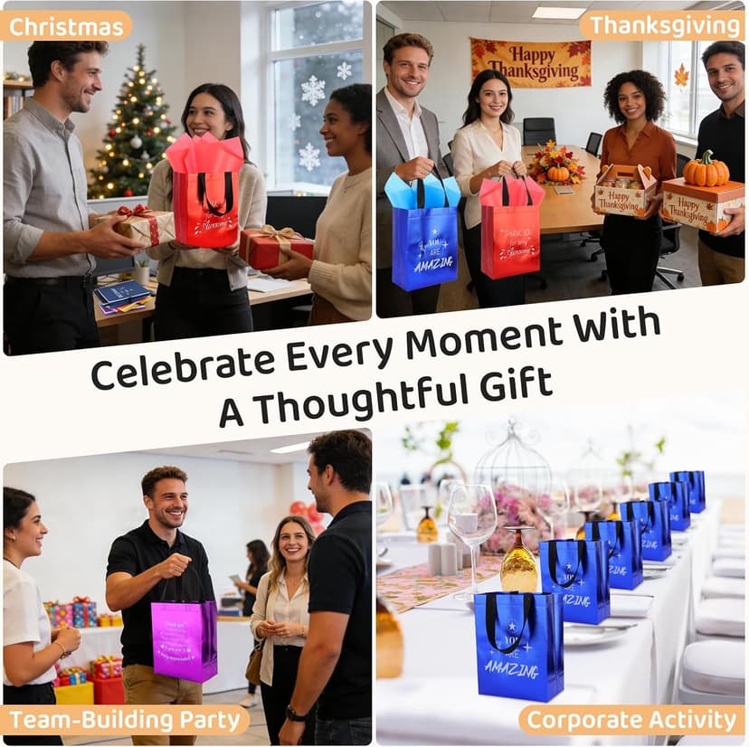 48 Pcs/8 Sets Employee Appreciation Gifts Bulk - Includes Thank You Gift Bags with Tissue Paper Notebooks Pens Cups Keychains - Thank You Gifts for Coworkers Teachers Staff Team Volunteers (Colorful) B0G5DCYSHJ