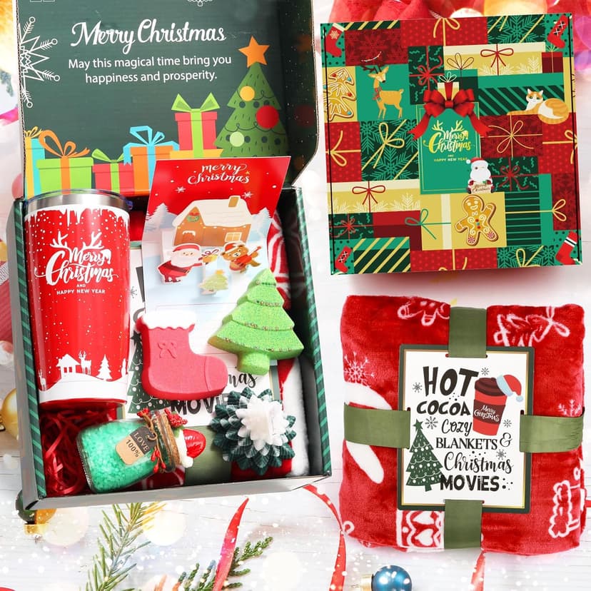 Christmas Tumbler Gift Basket for Mom, Wife, Girlfriend, Sister, Coworkers, Teacher, Nurse - Unique Holiday Gift Box for Women Who Have Everything