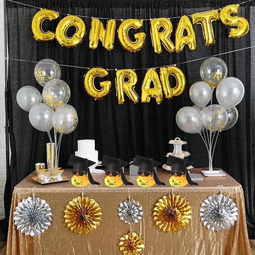 Car Dashboard Decor Graduation Hat Rubber Duck, Car Accessories Ornaments with Mini Graduation Cap, Necklace, Sunglasses for Graduates Students Grad Gift (Black) B0F26CJXTB