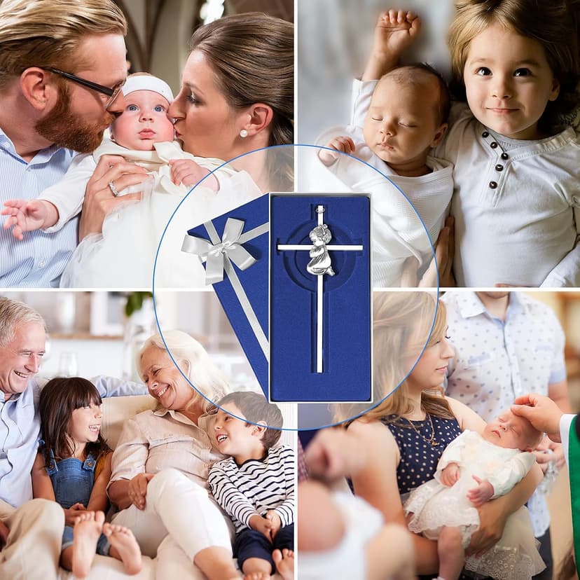 Baby Wall Cross Baptism Gifts for Girl, 7-inch Silver Praying Girls Baptism Crosses for First Holy Communion Christening and Dedication Baptismal Gifts from Godparents